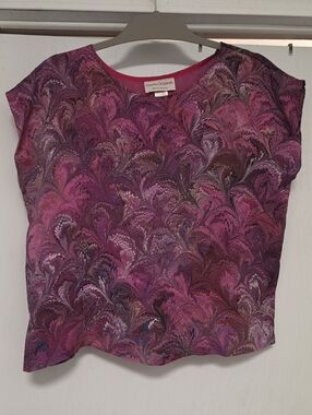 100% Silk Hand Marbled Blouse Top